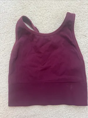 Women's Ribbed Tank Crop Top - Burgundy thumbnail 1