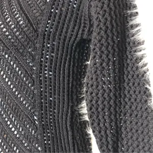 Chelsea & Theodore Navy Crochet Sweater XL Sheer Hi Low Beach Cover Up thumbnail 3