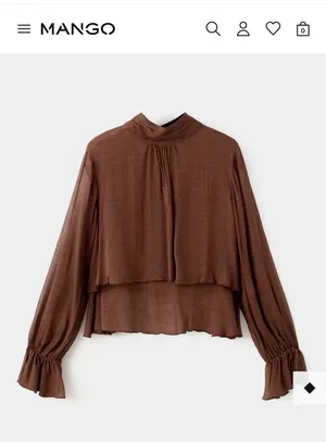 MANGO RUFFLED HIGH-NECK BLOUSE NEW WITH TAGS thumbnail 3