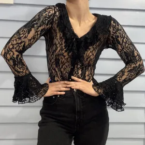 White Stag Vintage 90s Goth Lace Button Shirt thumbnail 1