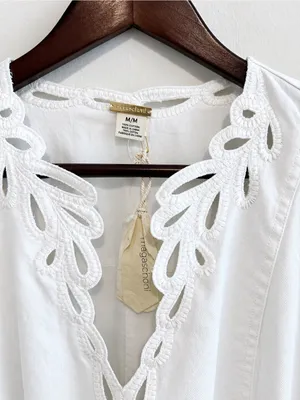 Magaschoni Embroidered Midi Dress in White Sz M thumbnail 4