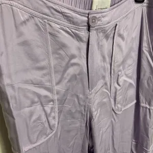 By Anthropologie Palazzo Utility Pants Cargo Wide Leg Lilac Purple Pull On Sz 10 thumbnail 9