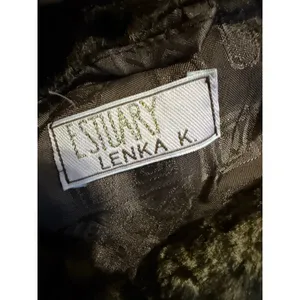 1980s Estuary Lenka K Brown Wool Blend Faux Fur Collar Longline Button Coat thumbnail 6