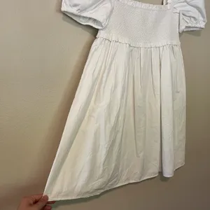 Dress Forum Women's White Dress Babydoll Smocked Bride Bachelorette LWD‎ Shower S Coquette thumbnail 4