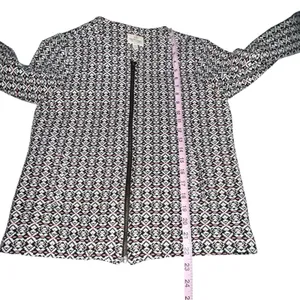 Marine Layer Jacket Womens M Black Geometric Tweed‎ Collarless Full Zip Tribal thumbnail 6