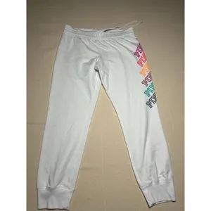 Victoria's Secret PINK White Everyday Lounge Casual Jogger Rainbow Logo Size M thumbnail 2