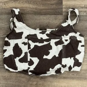 Lone Star Cow Print Corset Crop Tank Top Women’s Large thumbnail 1