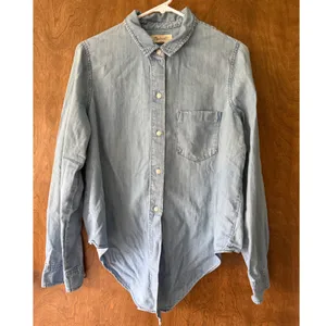 Madewell sz L Denim Button Roll Tab Collared Blouse Top Streetwear Minimal Norm thumbnail 6