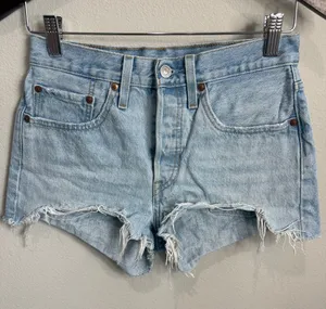 Levis 501 Light Wash Premium Short Jean Shorts 3" Inseam Size 26 thumbnail 1