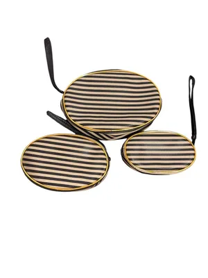 Ducks Unlimited Striped Oval Cosmetic Bags Set Of 3 Wrist Straps Nesting NWOT thumbnail 5