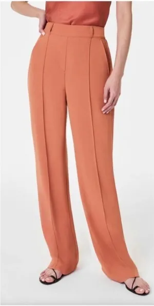 NEW SPANX Carefree Crepe Trouser Straight Wide Leg Sedona Size Medium Petite thumbnail 1