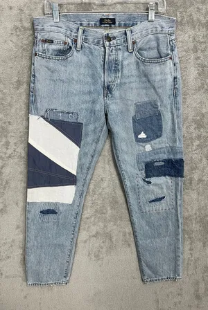 Polo Ralph Lauren Avery Jeans Size 27 High Rise Button Fly Patchwork Ankle thumbnail 1