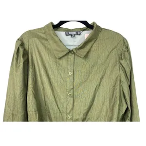 NWT Missguided Sexy Ruched Mini Dress Front Slit Stretchy Long Sleeve 14 Green thumbnail 3