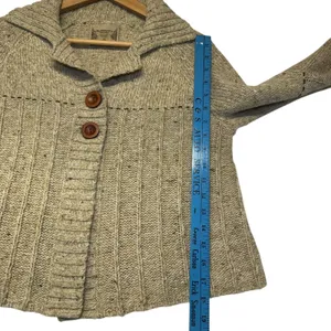 Knit Cardigan Sweater Beige Speckled Forest Fairy Grunge Boho Whimsy‎ Sz M thumbnail 7