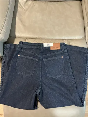 Judy Blue Dark Blue Braided Trim Wide Leg Jeans thumbnail 6
