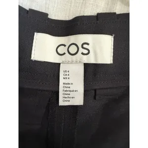 COS Wide Leg Culottes Women 4 Black Linen Blend Crop Pants thumbnail 6