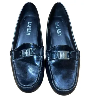 Lauren Ralph Lauren Loafers Block Heel Minimalist Office Classic Black 7.5 Chic thumbnail 1