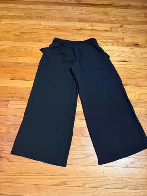 NWOT Max Studio Edit Wide-Leg Drawstring waist flap pockets Black Pocket Pants Sz M Relaxed wide-leg thumbnail 5