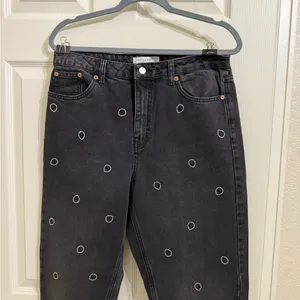 Topshop Alien Rhinestone Mom Straight leg Jeans Black Grunge Emo Street Unique thumbnail 2