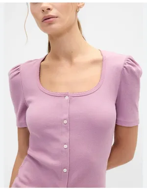 NWT Gap Scoopneck Ribbed Puff Sleeve Top Size Small thumbnail 1