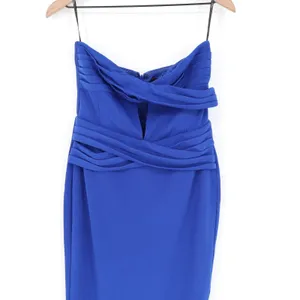 Lulus Royal Blue Strapless Pleated Crossover Maxi Dress IBD32624L Womens Medium thumbnail 3
