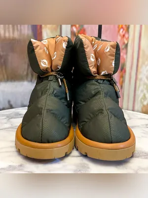 Flufie Classic Down Pillow Boot Khaki 38 EUC Green Size 7 thumbnail 3
