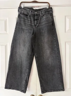 Banana Republic High Rise Wide Leg Crop Jeans Washed Black‎ Size 30 Long thumbnail 1