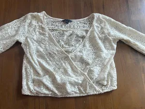 American Eagle Crochet V-neck Top thumbnail 1