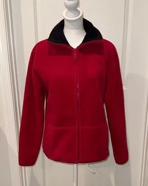 Women's Classic Red Fleece Utility Jacket Size M thumbnail 1