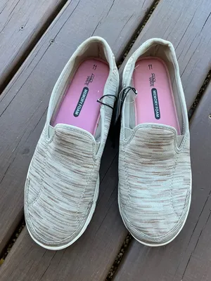 Memory Foam Slip-On Sneakers in Beige - Women's Casual Comfort thumbnail 4