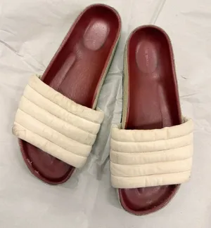 Isabel Marant Hellea Slide Sandals White Quilted‎ Leather & Beige Suede Size 37 thumbnail 1