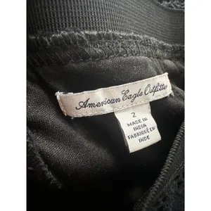 American Eagle Black Crochet Lace Mini‎ Skirt Boho Festival Zipper Back Size 2 thumbnail 4