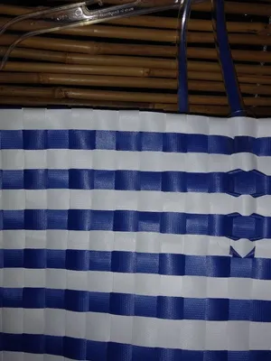Wax Straw L Seaside Striped Tote Bag in Blue White thumbnail 4