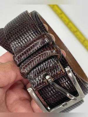 Saks Fifth Avenue Dress Belt Men's 36 Brown Leather Embossed USA Brass Buckle thumbnail 2