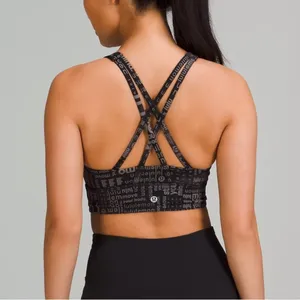 Lululemon Energy High-Neck Longline Bra in Lululemon Ombre Black Multi Sz 12 thumbnail 8