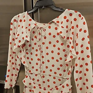 💕REALISATION PAR💕 Goldie Cherry Dress ~ Red Polka Dot Print XS 100% Silk thumbnail 14