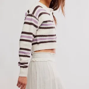NWT Free‎ People | FP Lila Stripe Cardi / Ivory Combo Sz Small thumbnail 8