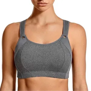 SYROKAN Womens Sports Bra Size 32C Gray Adjustable High Impact Support Padded thumbnail 1