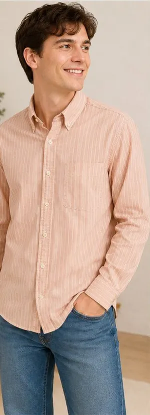 Chaps Petite Pink Striped Button-Up Shirt Size PM thumbnail 1