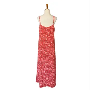 Blues & Greys Mini Floral Print Slip‎ Dress Size Medium Red White thumbnail 5