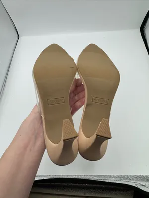 Abound Heels Women 7.5 Tan Good Clear PVC Strap Sculpted Block Heel Pointed Toe thumbnail 4