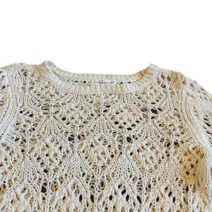 Aeropostale Aero Pullover Loose-Weave Sweater Cream Stretch Size Medium Women's thumbnail 9