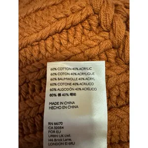 Free People My Only Sunshine Orange Open Knit Crochet Long Sleeve Sweater Top S thumbnail 5