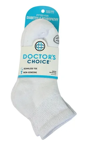 Doctor's Choice 2 Pack Diabetes & Neuropothy Womens Sock White Ankle NWT Sz 6-10 thumbnail 1