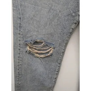 FREE PEOPLE Women's Jeans Boyfriend Distressed Button Fly Blue Acid Wash Size 30 thumbnail 4