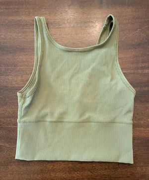 Lululemon Power Pivot Tank Top Size 4 Bronze Green Ribbed Workout Reversible thumbnail 1