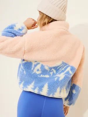 BEACH RIOT Leona High Pile Fleece Half Zip Pullover in Peach Size X-Large thumbnail 8