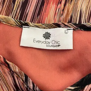 Everyday Chic Boutique Babydoll Mini Dress Metallic Abstract Salmon Combo L thumbnail 4