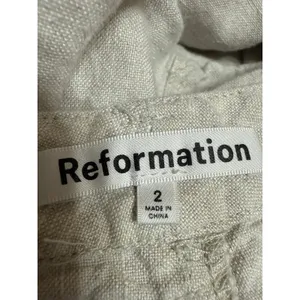 Reformation Women's Gray Linen High Waisted Straight Trousers Pants Size 2 thumbnail 4