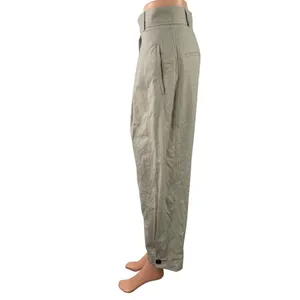 Zara Women's Gray Pleated High Rise Button Cuffed Hem Tapered Trousers Pants S thumbnail 2